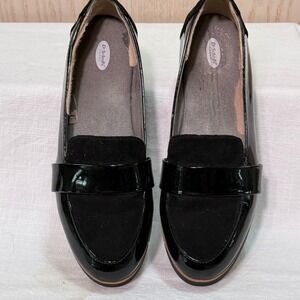 Dr. Scholl's 5.5 Lug Sole Loafers Black Patent Comfort Platform Work Shoes Carer